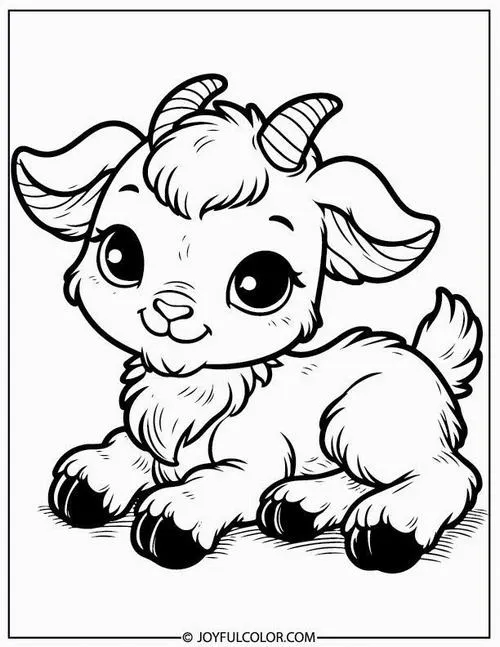 Mẫu tranh tô màu dê trắng mắt dê tròn hiền