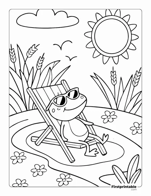 17 Hình tô màu con ếch ôm búp sen nhìn rất đáng yêu