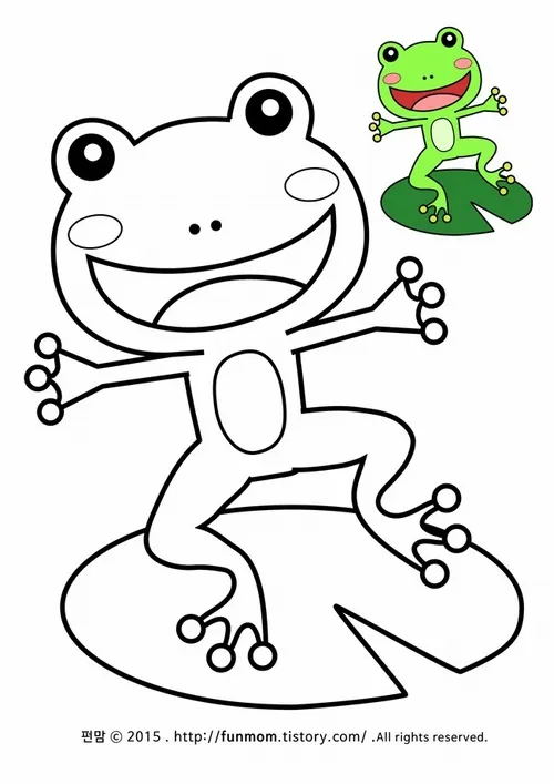 5 Bức tranh tô frog tí hon cầm lá sen che nắng cho bé 3 tuổi