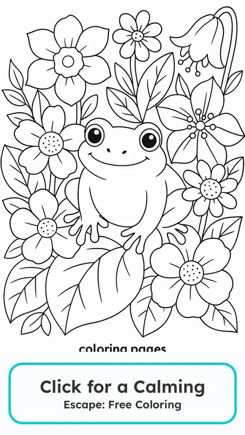 19 Hoạt động tô màu con ếch ngâm chân dưới nước cười tươi