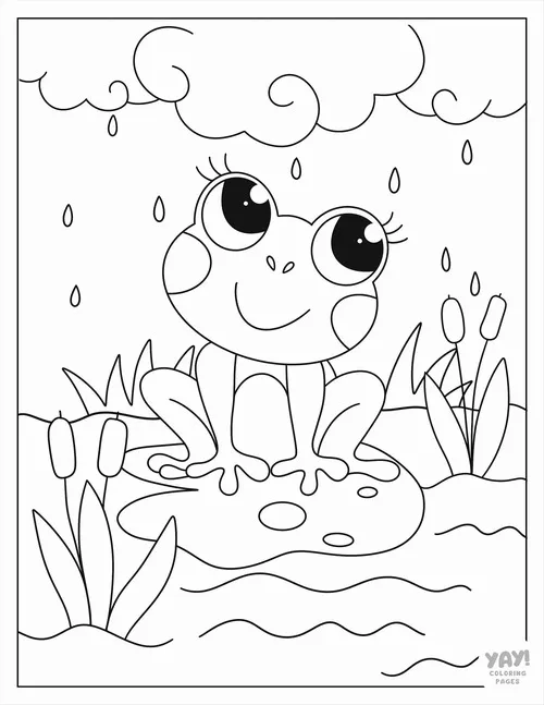 20 Trang tô màu frog bé ngồi ngắm trời xanh dịu nhẹ