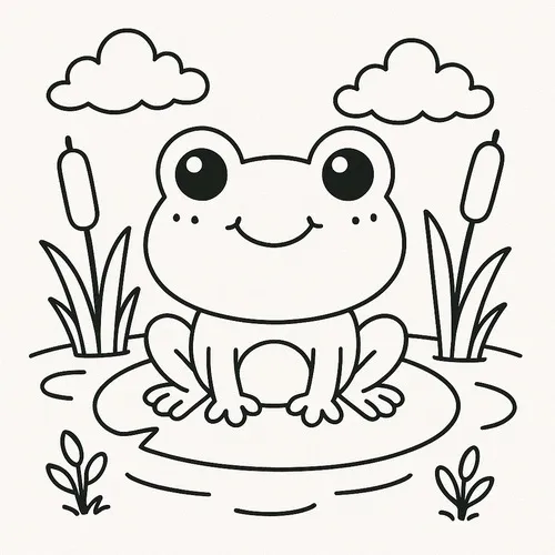 25 Tải tranh tập tô frog bé ngủ trên lá sen nhẹ nhàng