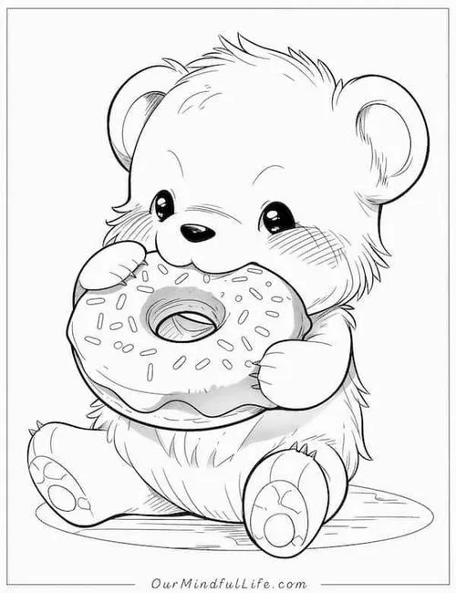 14 Tờ giấy tô màu gấu và bạn bè nét tròn cho trẻ 3 tuổi