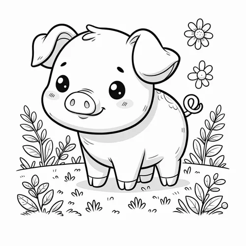 65 Tranh Tô Màu Con Heo đẹp dễ thương cho bé làm quen sắc hồng dịu dàng