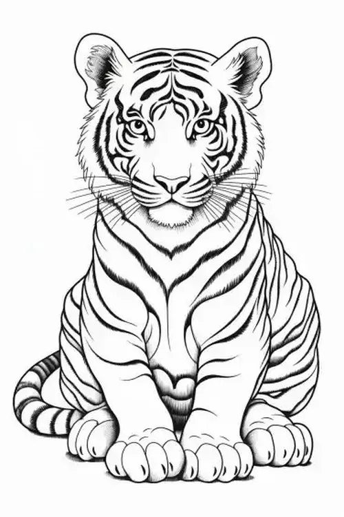 40 Hoạt động tô màu chú hổ đang nhảy qua phiến đá lớn