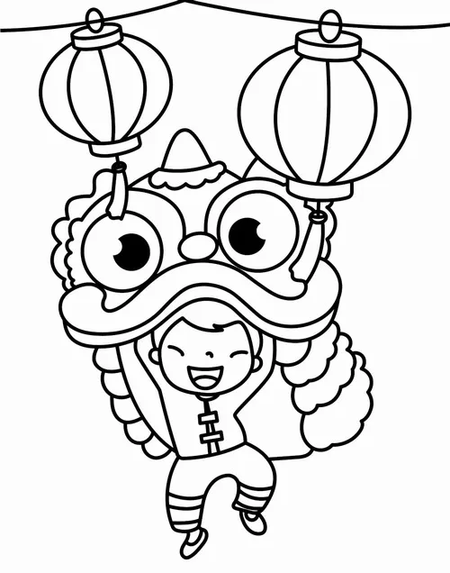 Trang tô màu múa lân cùng đèn lồng làm bé thích mê