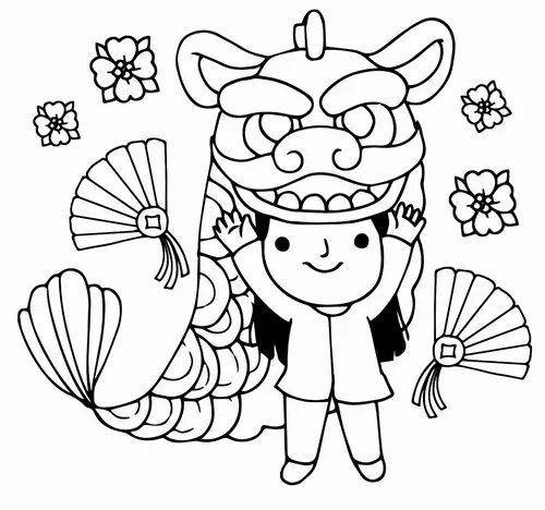 Tải tranh tập tô lân sư rồng với chi tiết thân lân uốn cong rất đẹp