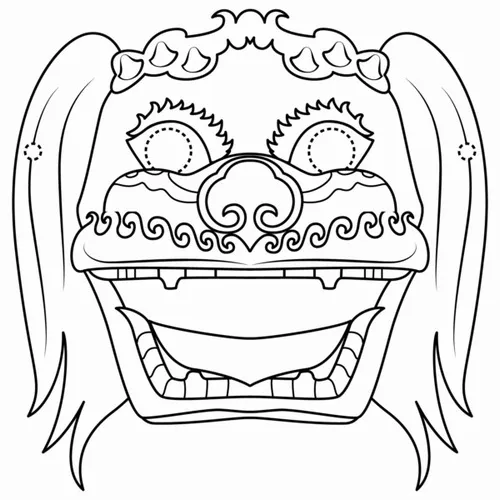 Tô màu sáng tạo với con lân đội khăn đỏ nhìn dễ thương