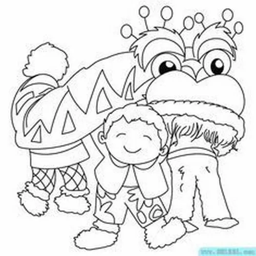 Tờ giấy tô màu múa lân thêm đèn lồng giúp bé tăng trí tưởng tượng