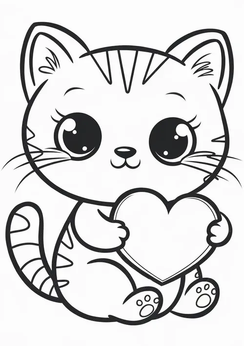 44 Bức tranh tô màu mèo nhỏ chibi đáng yêu ánh mắt long lanh