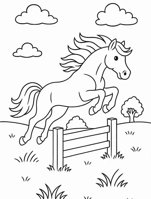 34 Hình vẽ tranh tô màu ngựa nhỏ lông nâu cực dễ thương