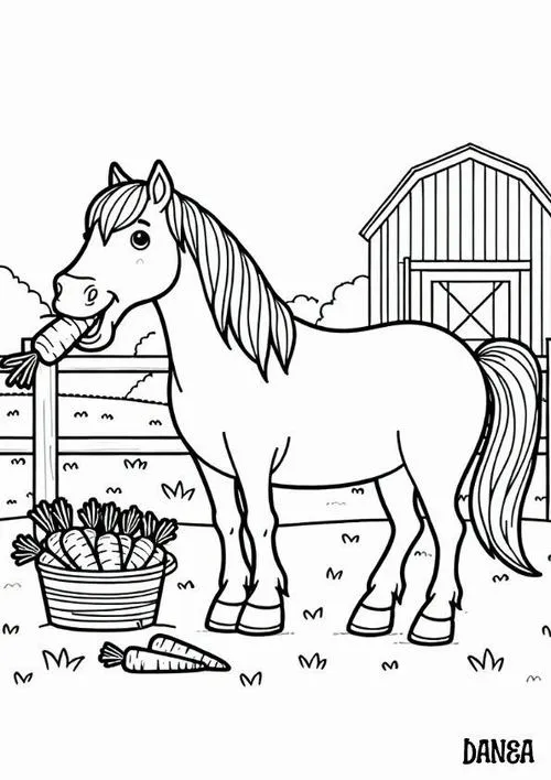 49 Bức tranh tô ngựa hiền lành trên đồng cỏ cho bé 3 tuổi