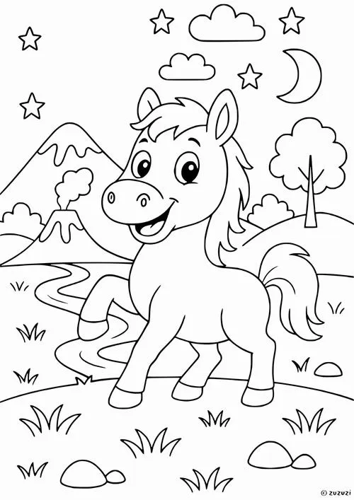 54 Hình tô màu con ngựa dễ thương cho bé 3 tuổi