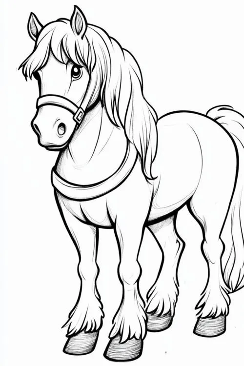 56 Bộ tranh tô màu ngựa và gia đình cùng tô