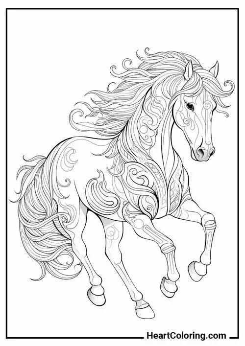 39 Trang tô màu ngựa hoạt hình vui nhộn đường nét rõ ràng