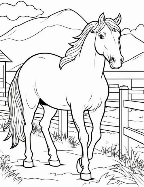 42 Tô màu vui ngựa hoạt hình cười tươi thư giãn