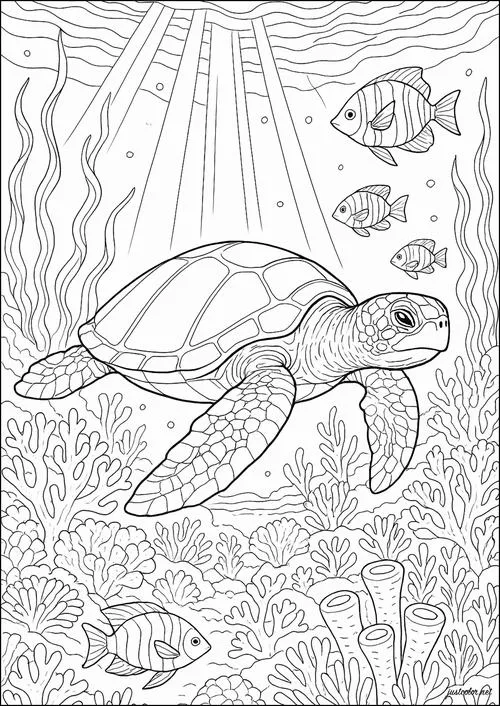 Bé sáng tạo màu sắc với tranh tô màu con rùa ngộ nghĩnh