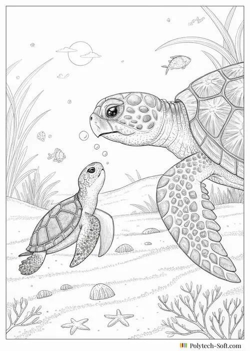 Trang học tô màu rùa ngộ nghĩnh dễ thương cho bé