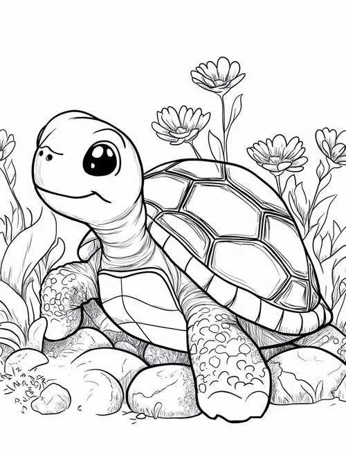 Bộ tranh tô màu con rùa chậm mà chắc dễ thương