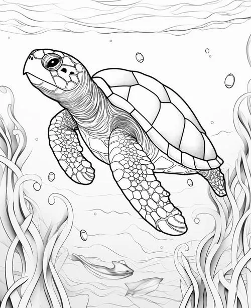 Mẫu tranh tô màu rùa nhỏ phù hợp cho trẻ em