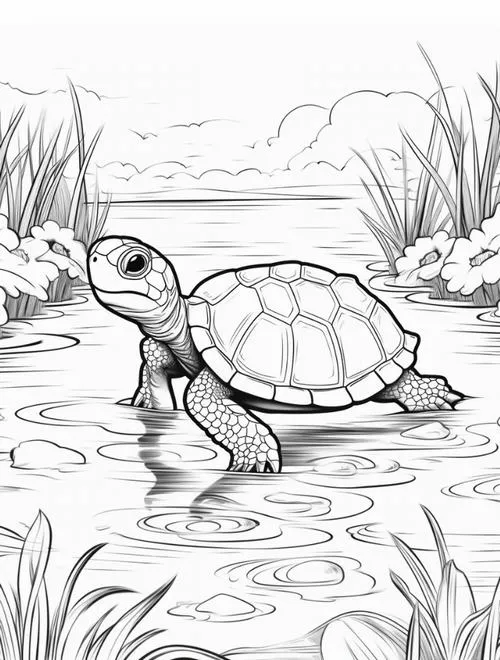 Trang tô màu con rùa màu xanh dương nhẹ nhàng
