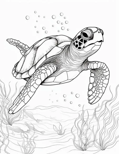 Tải tranh tập tô rùa con có hoa văn mai đẹp