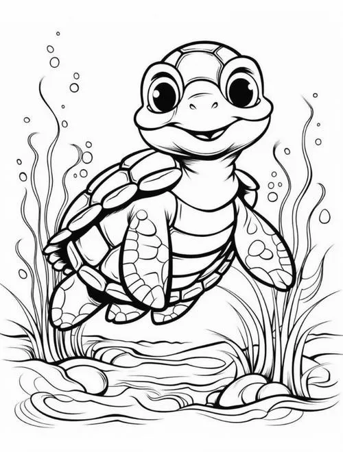 Trẻ học tô màu rùa con đáng yêu cho trẻ 6 tuổi
