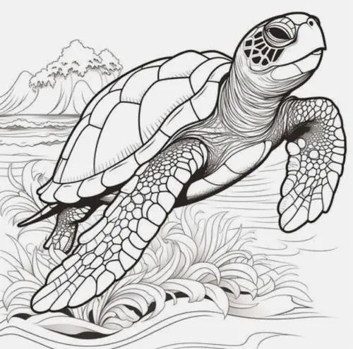 Tải tranh tập tô rùa con dễ thương cho bé 5 tuổi