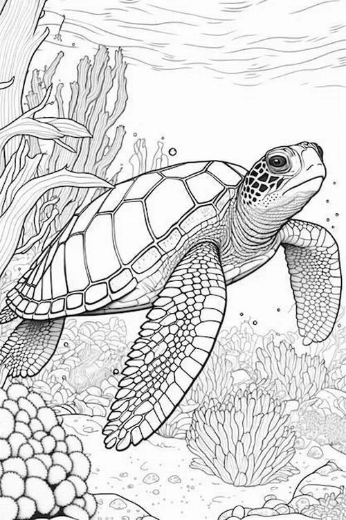 Tờ giấy tô màu rùa cạn đơn giản, dễ tô cho trẻ 4 tuổi