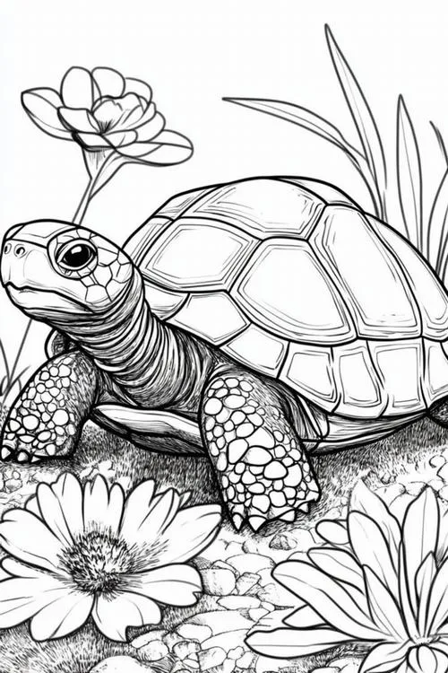 Bức tranh tô rùa con chậm rãi rất đáng yêu cho bé 3 tuổi