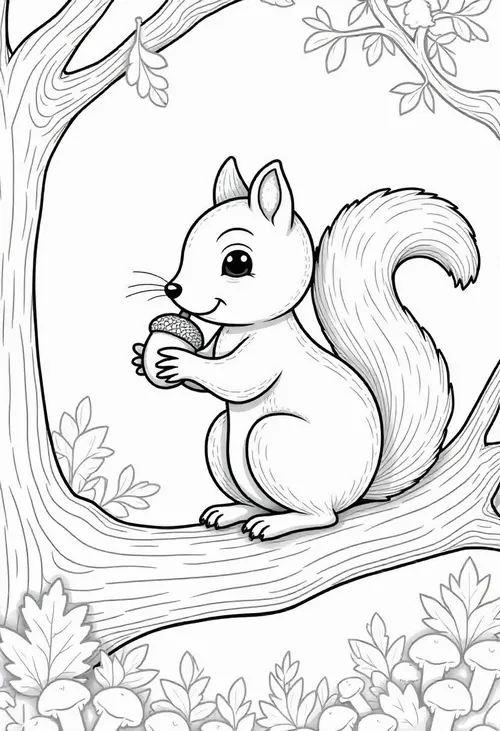 22 In hình tập tô con sóc đuôi xù phồng nhìn là mê cho bé 5 tuổi