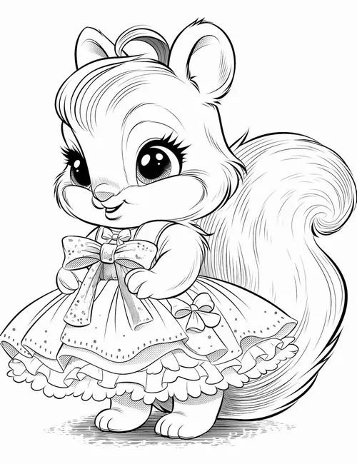 25 Bức tranh tô sóc bé với đôi tai nhọn đang hóng tiếng gió