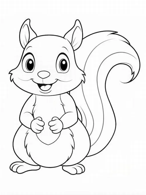 6 Tranh tô màu con sóc với đuôi xù phồng nhìn cưng quá
