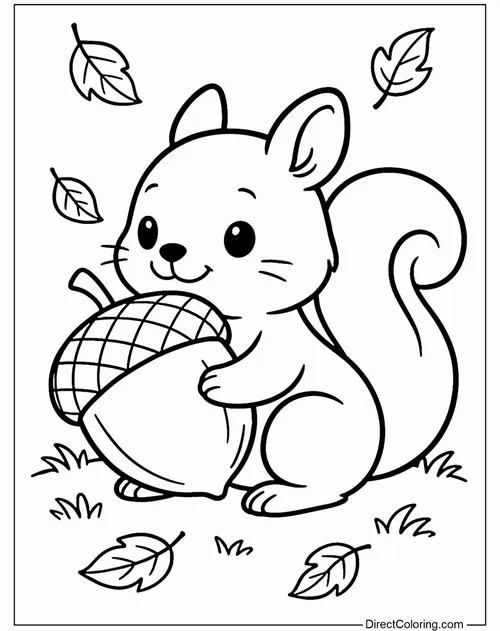 55 Tranh Tô Màu Con Sóc cute xinh xắn cùng hạt dẻ trong khung cảnh trên cây