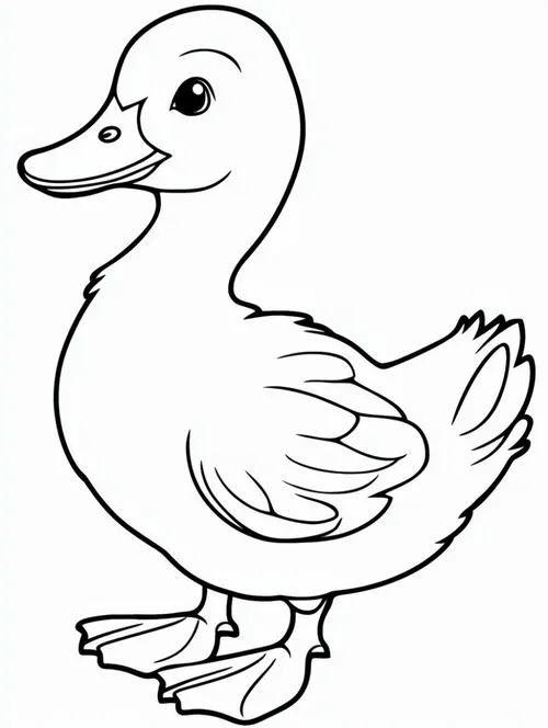 21 Tranh tô màu vịt nhỏ đội nơ xinh bơi trên mặt nước