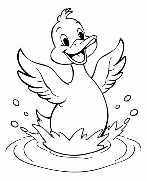 28 Mẫu tranh tô màu con vịt mẹ dẫn đàn con đi dạo chiều