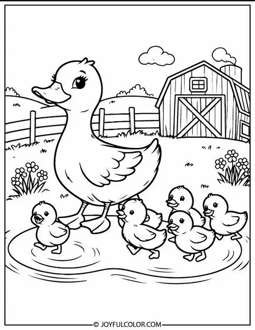 15 Hình vẽ tranh tô màu vịt nhỏ có mắt long lanh cực dễ thương