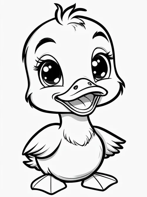 19 Trang tập tô con vịt bé xíu với chân cam bước nhún nhảy