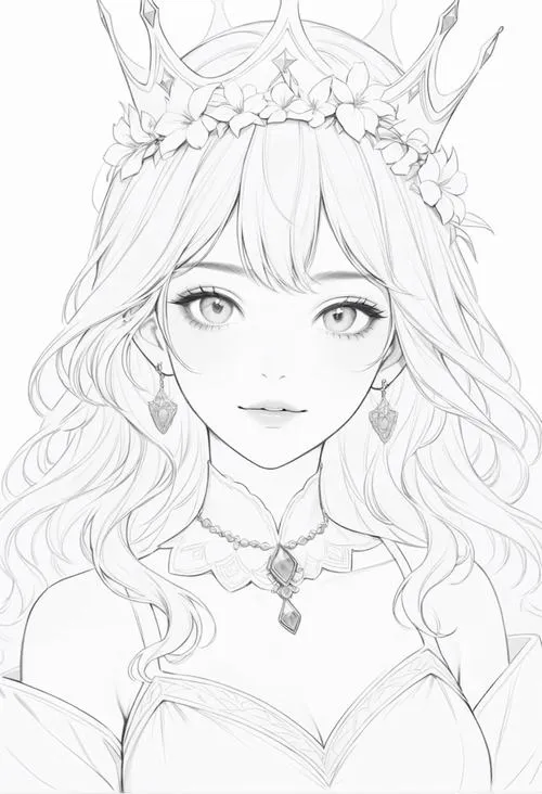 Hình tô màu công chúa anime phong cách hoạt hình Nhật