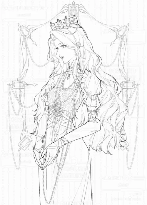 Bức tranh tô công chúa anime dịu dàng dễ thương