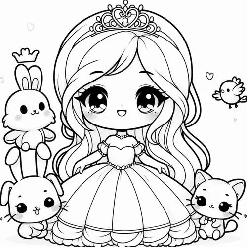 Bộ tranh tô màu công chúa anime giúp bé sáng tạo