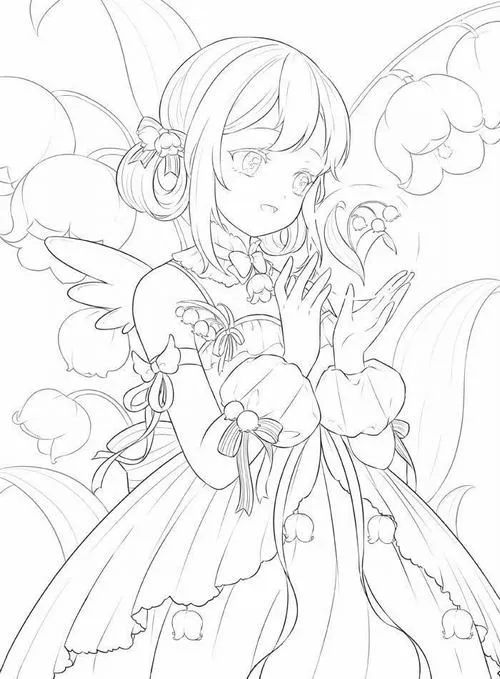 Trang tô màu công chúa anime tóc dài dịu dàng nhìn là thích