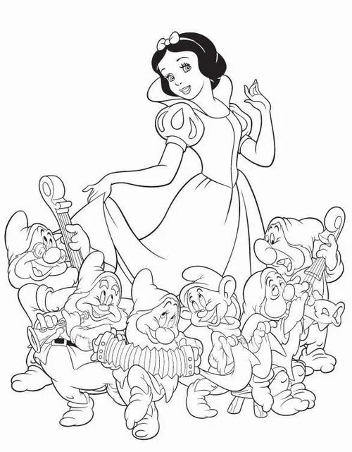 61 Tranh bé tập tô Bạch Tuyết cùng bảy chú lùn vui nhộn