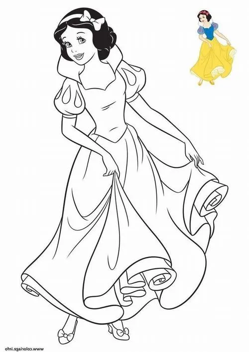 7 Tô màu Bạch Tuyết váy vàng nơ đỏ bé nào cũng thích