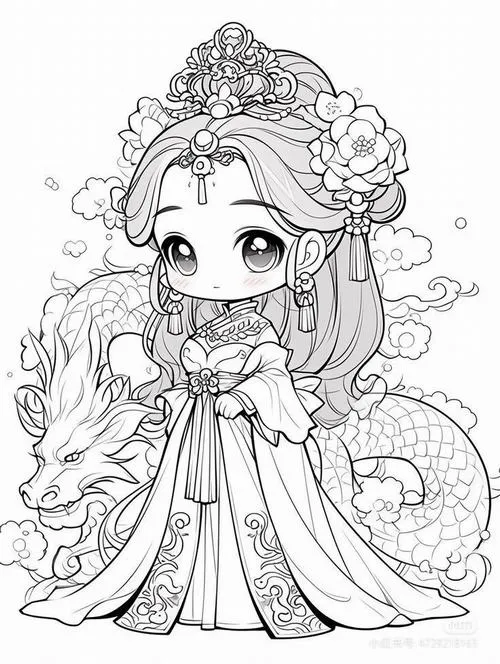Tranh bé tập tô nàng công chúa mini váy công chúa đơn giản