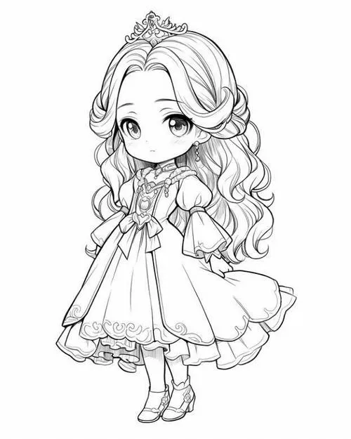 Trẻ học tô màu công chúa chibi lâu đài cho trẻ 6 tuổi