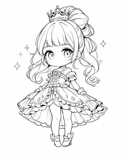 Trang học tô màu nàng công chúa mini màu nước dễ tô
