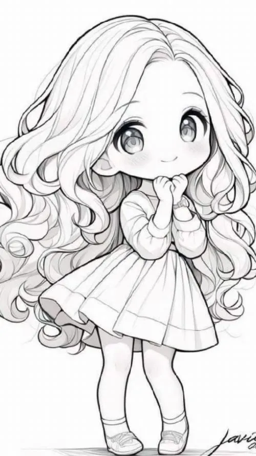 Tô màu vui Anna chibi váy công chúa màu pastel cute