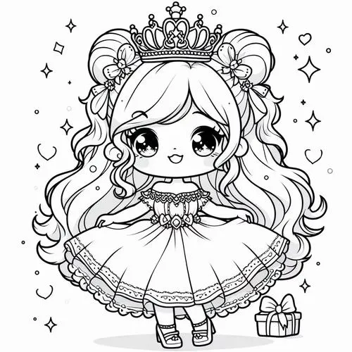 55 Tranh tập tô màu Công chúa Chibi váy đẹp mắt to cho bé thỏa sức tưởng tượng