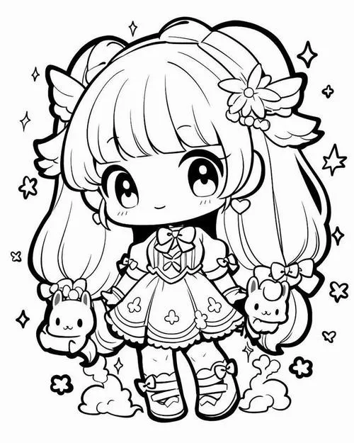 Bộ tranh công chúa chibi đơn giản phù hợp bé mầm non tập tô